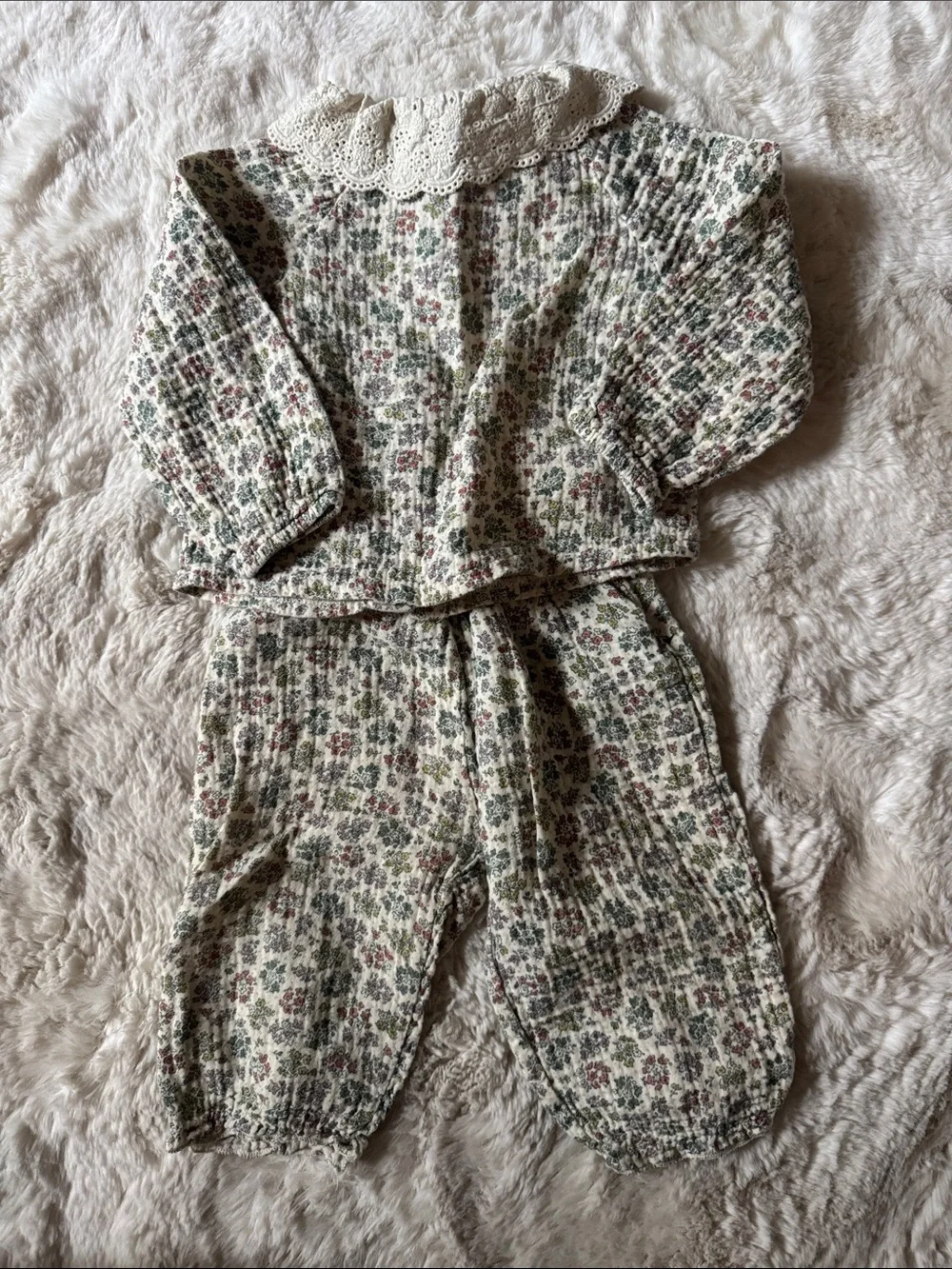 Zara Cream Floral Knit Matching Set
